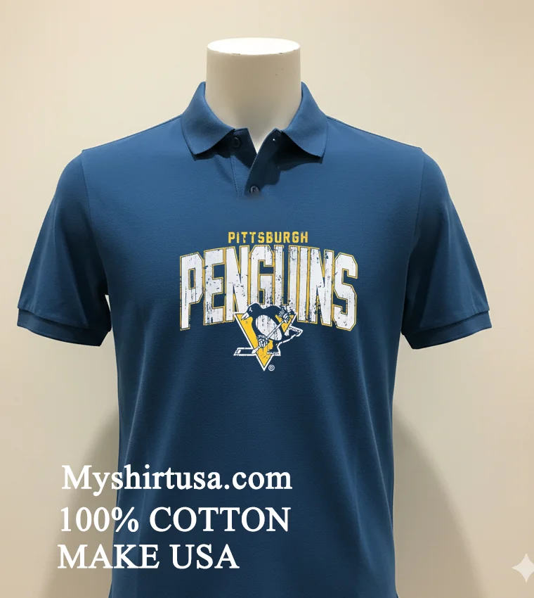 Pittsburgh Penguins Arc Letters Vintage Shirt Navy Shirt 2