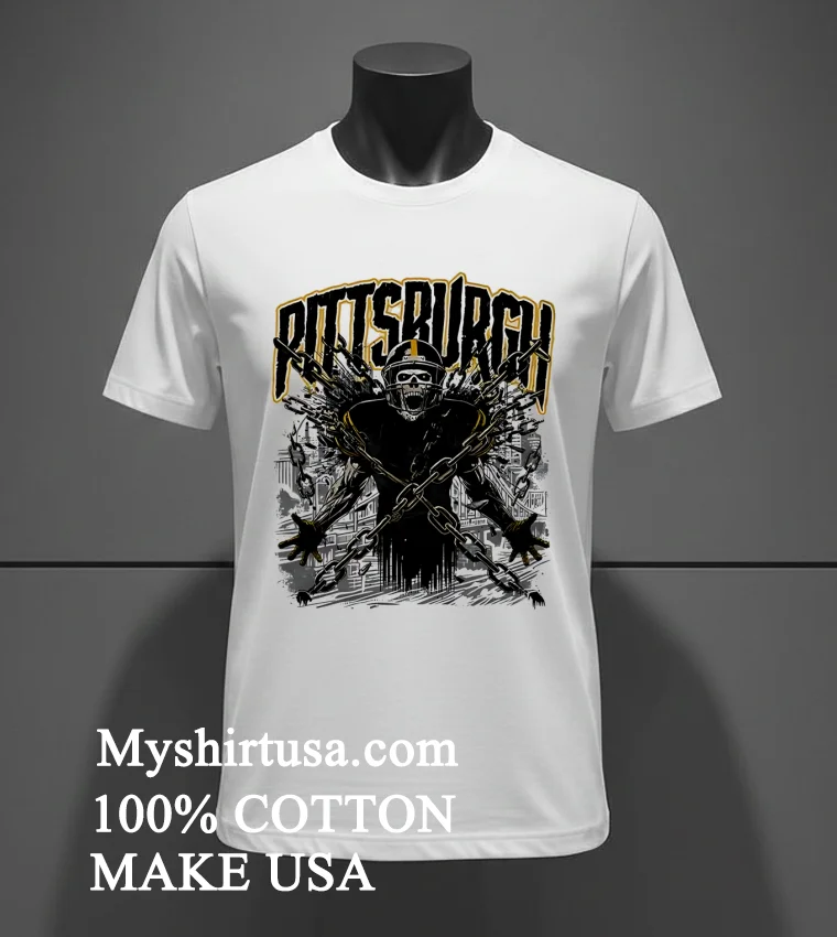 Pittsburgh Steelers Football Skeleton Art Shirt - white-t-shirt Pittsburgh Steelers Football Skeleton Art Shirt White T Shirt 2