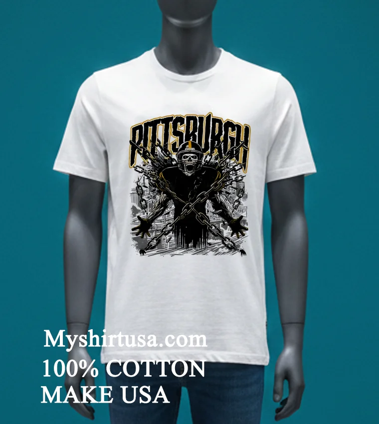 Pittsburgh Steelers Football Skeleton Art Shirt - white-t-shirt Pittsburgh Steelers Football Skeleton Art Shirt White T Shirt 3