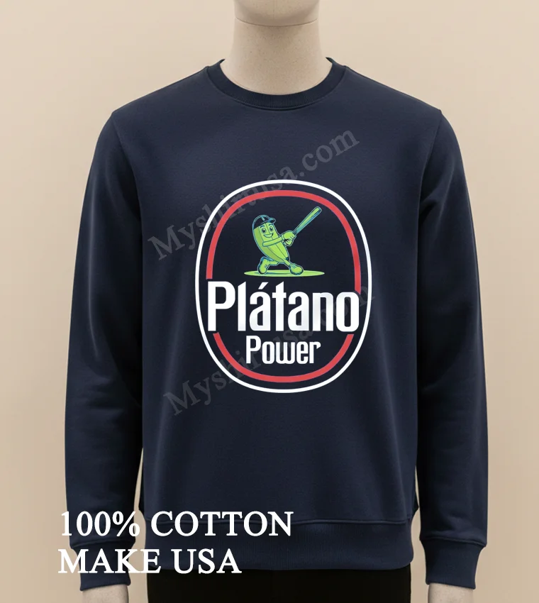 Platano Power Baseball Playing Plantain Character Logo Shirt Long Sleve Shirt