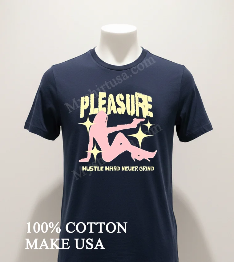 Pleasure Hustle Hard Never Grind Shirt Navy Shirt