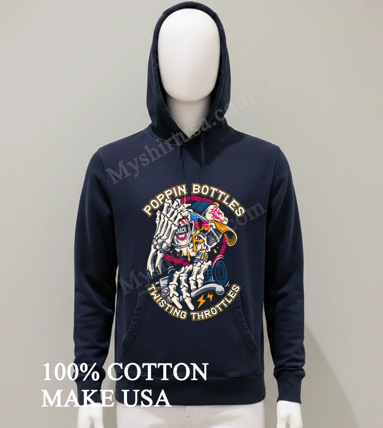 Poppin Bottles Twisting Throttles Skeleton Dirt Diggers Motocross Shirt Balck Shirt