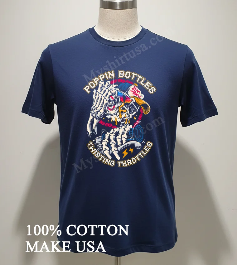 Poppin Bottles Twisting Throttles Skeleton Dirt Diggers Motocross Shirt - navy-shirt Poppin Bottles Twisting Throttles Skeleton Dirt Diggers Motocross Shirt Navy Shirt 2