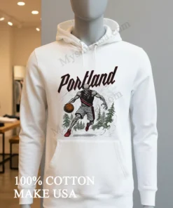 Portland Skeleton Basketball Player Dribbling In The Pine Forest funny america t-shirts