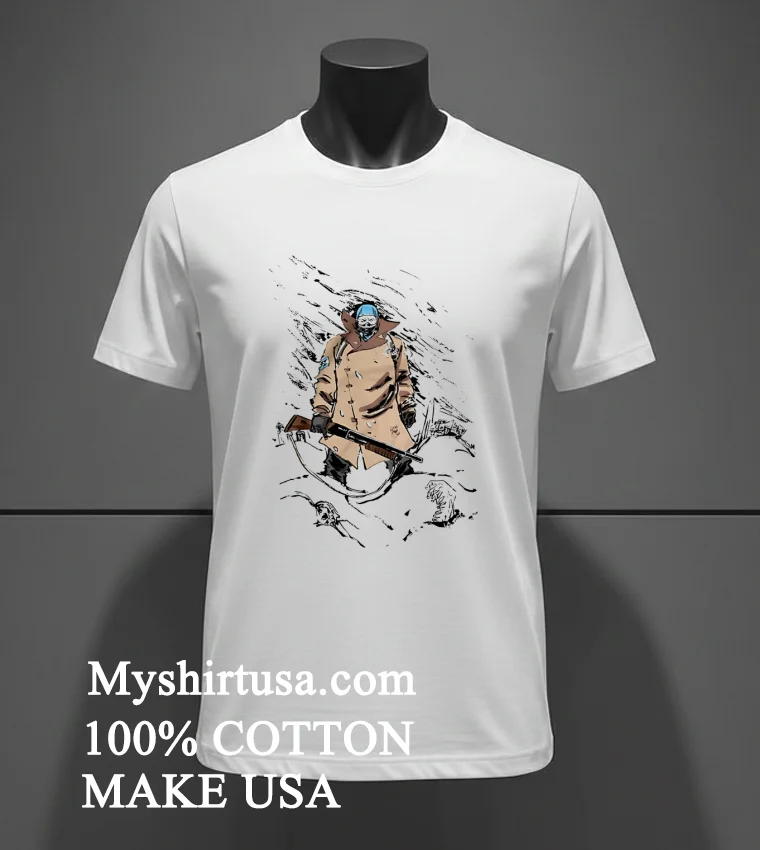 Post Apocalyptic Hunter With A Shotgun In The Snow Shirt White T Shirt 1