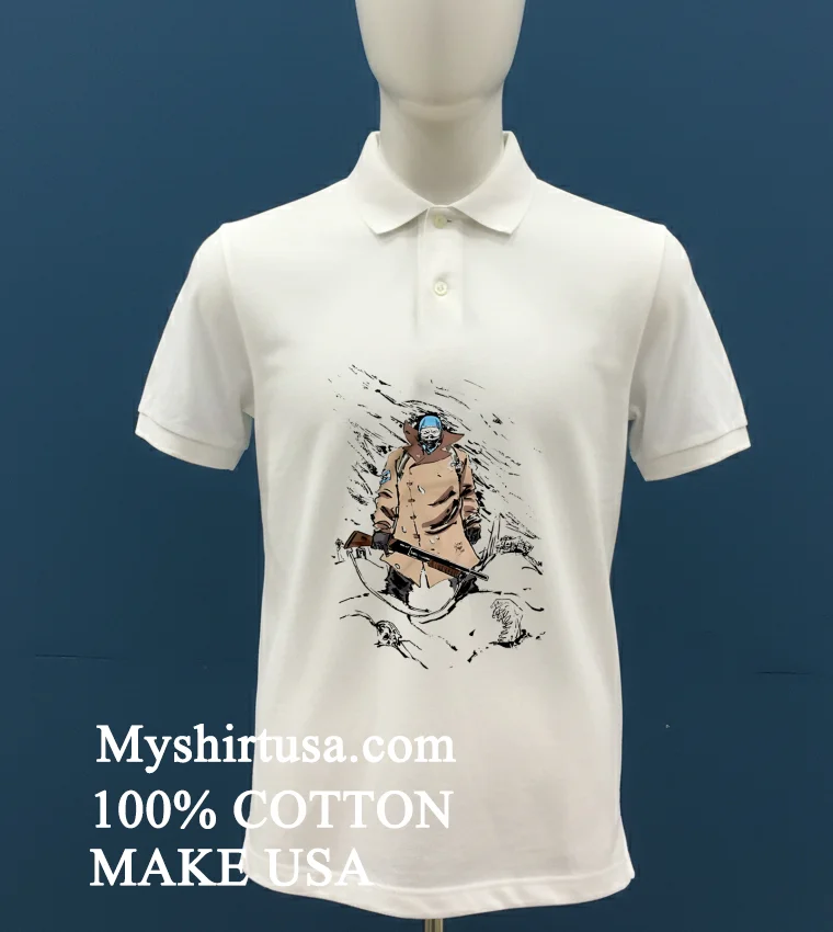 Post Apocalyptic Hunter With A Shotgun In The Snow Shirt - white-t-shirt Post Apocalyptic Hunter With A Shotgun In The Snow Shirt White T Shirt