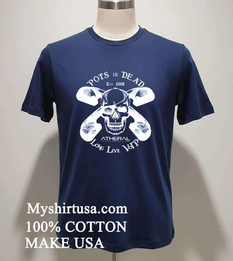 Pots Is Dead Long Live Voip Skull Vintage Shirt Navy Shirt 1