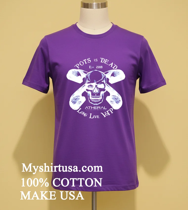 Pots Is Dead Long Live Voip Skull Vintage Shirt - purple-shirt Pots Is Dead Long Live Voip Skull Vintage Shirt Purple Shirt