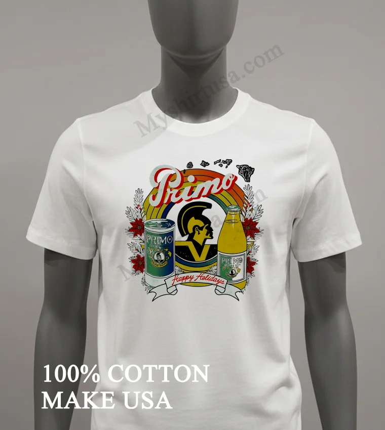 Primo Hawaiian Beer Happy Holidays King Kamehameha Hawaii Map Circles Shirt White T Shirt 2