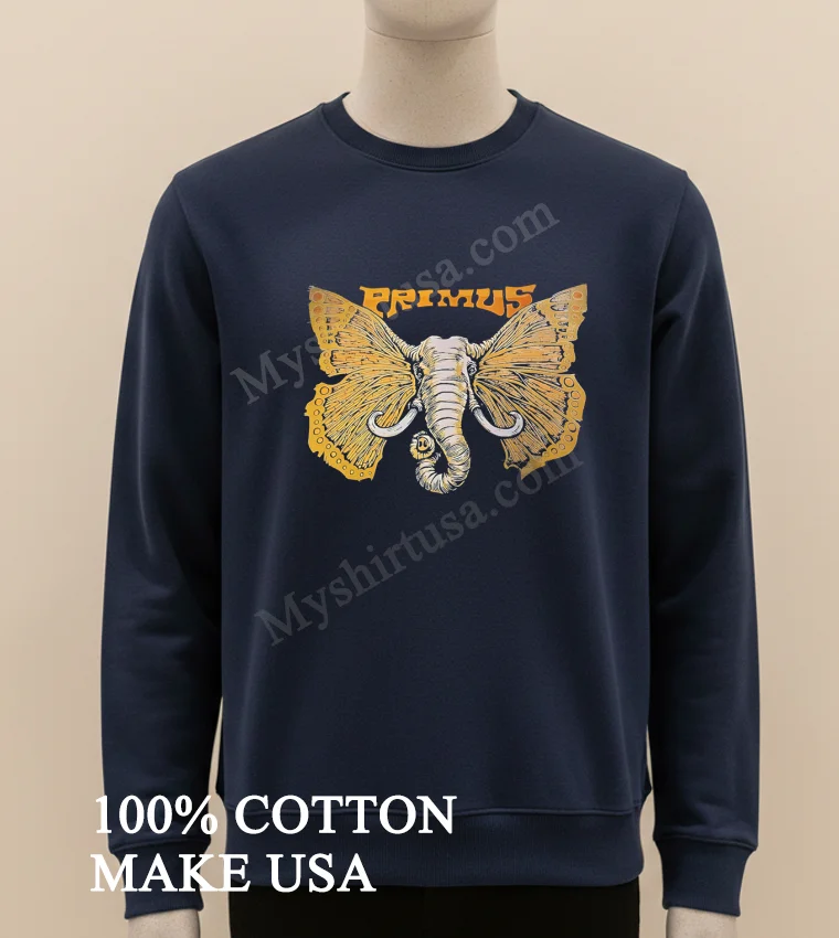 Primus Band Elephant With Butterfly Wings Psychedelic Rock Music funny america t-shirts - long sleve shirt Primus Band Elephant With Butterfly Wings Psychedelic Rock Music Shirt Long Sleve Shirt