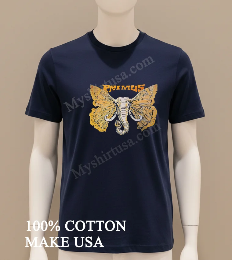 Primus Band Elephant With Butterfly Wings Psychedelic Rock Music funny america t-shirts - navy-shirt Primus Band Elephant With Butterfly Wings Psychedelic Rock Music Shirt Navy Shirt