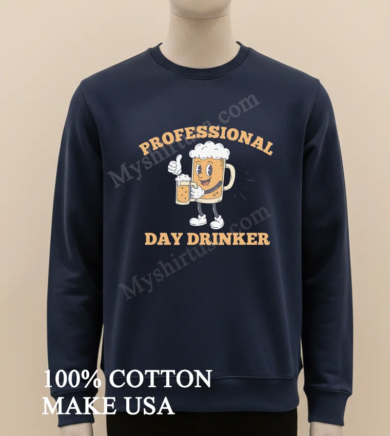 Professional Day Drinker Cartoon Beer Mug Thumbs Up funny america t-shirts - long sleve shirt Professional Day Drinker Cartoon Beer Mug Thumbs Up Shirt Long Sleve Shirt
