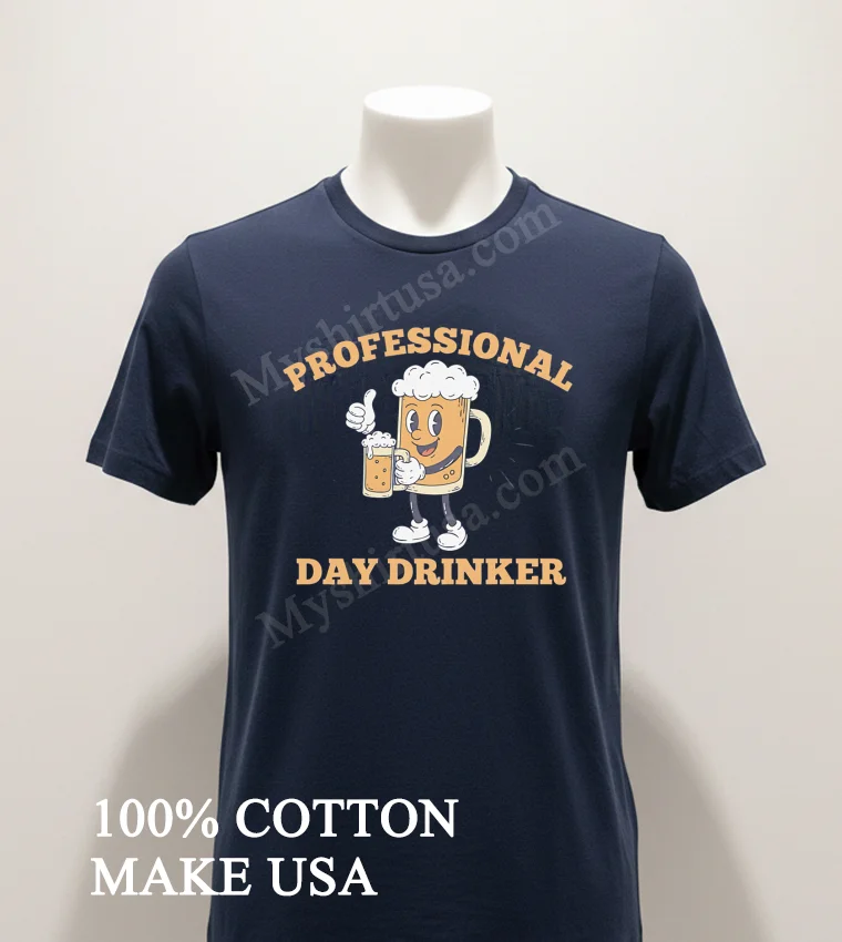 Professional Day Drinker Cartoon Beer Mug Thumbs Up funny america t-shirts - navy-shirt Professional Day Drinker Cartoon Beer Mug Thumbs Up Shirt Navy Shirt 1