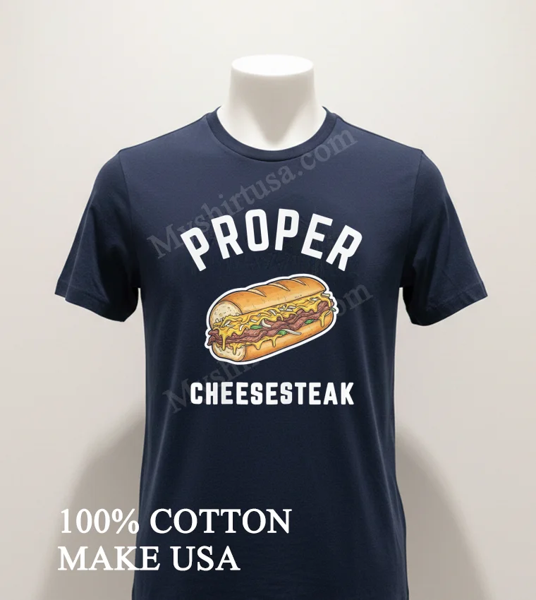 Proper Cheesesteak Sandwich With Steak And Onions Shirt Navy Shirt 1