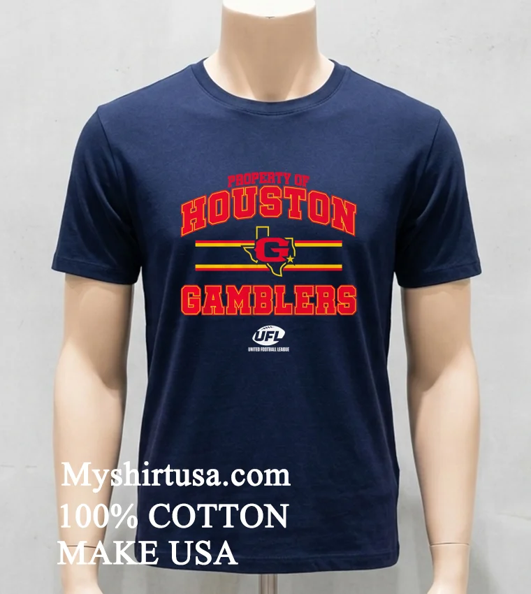 Property Of Houston Gamblers Banner Stylish Shirt Navy Shirt