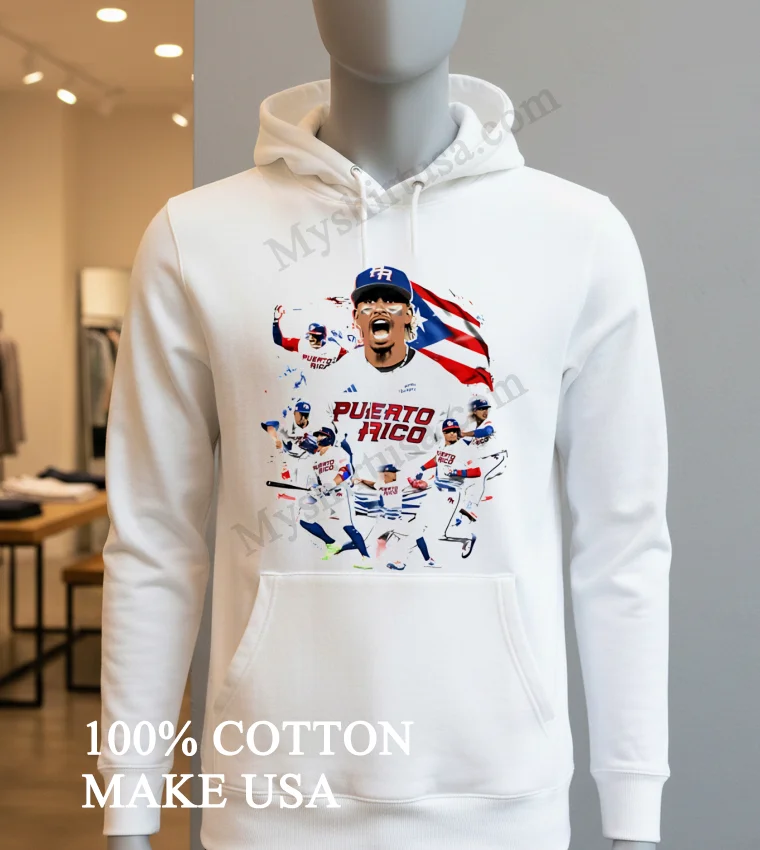Puerto Rico Baseball Players Team Flag Graphic Shirt Hoodie Shirt