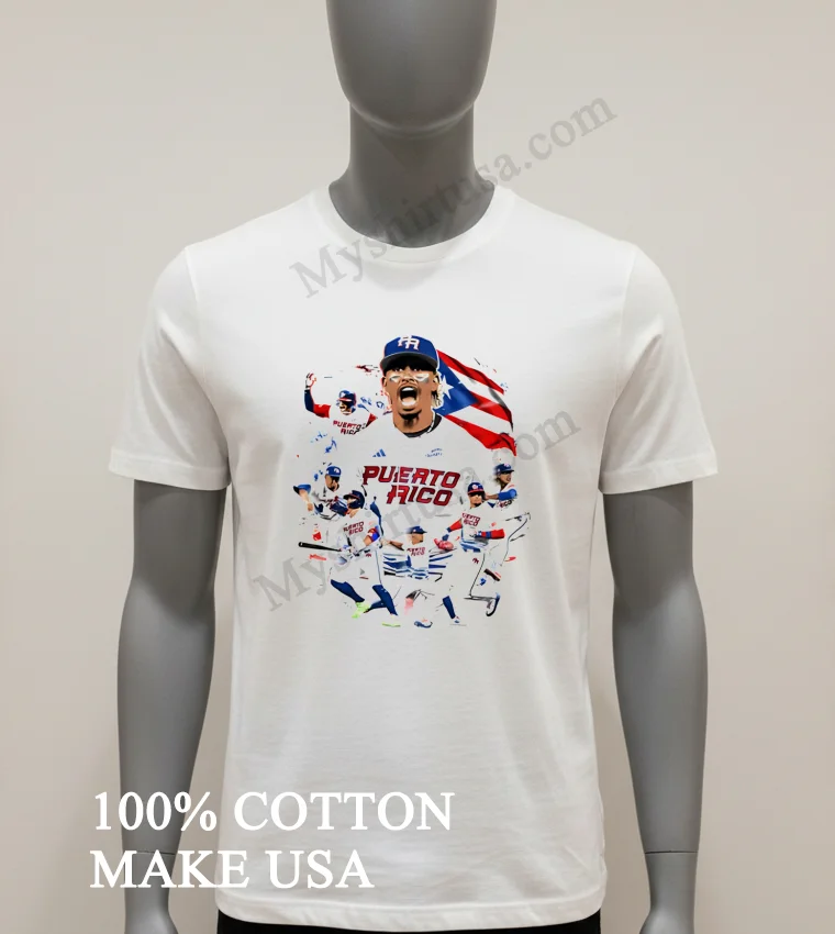 Puerto Rico Baseball Players Team Flag Graphic Shirt White T Shirt 1