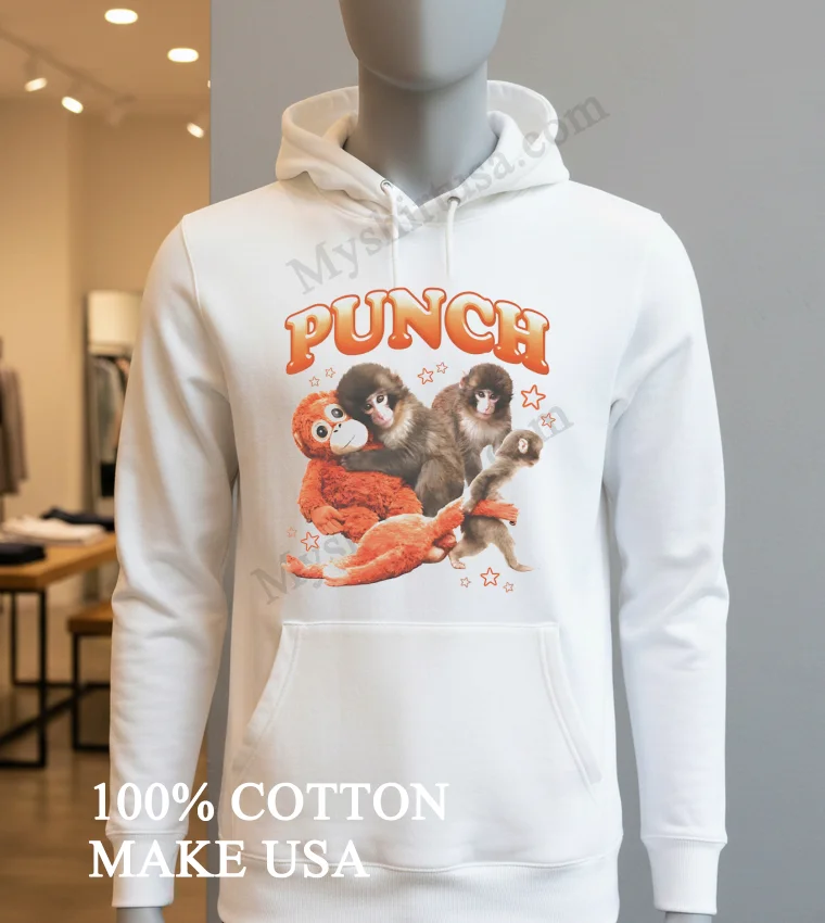 Punch Monkeys With Plush Toys And Orange Stars funny america t-shirts - hoodie-shirt Punch Monkeys With Plush Toys And Orange Stars Shirt Hoodie Shirt