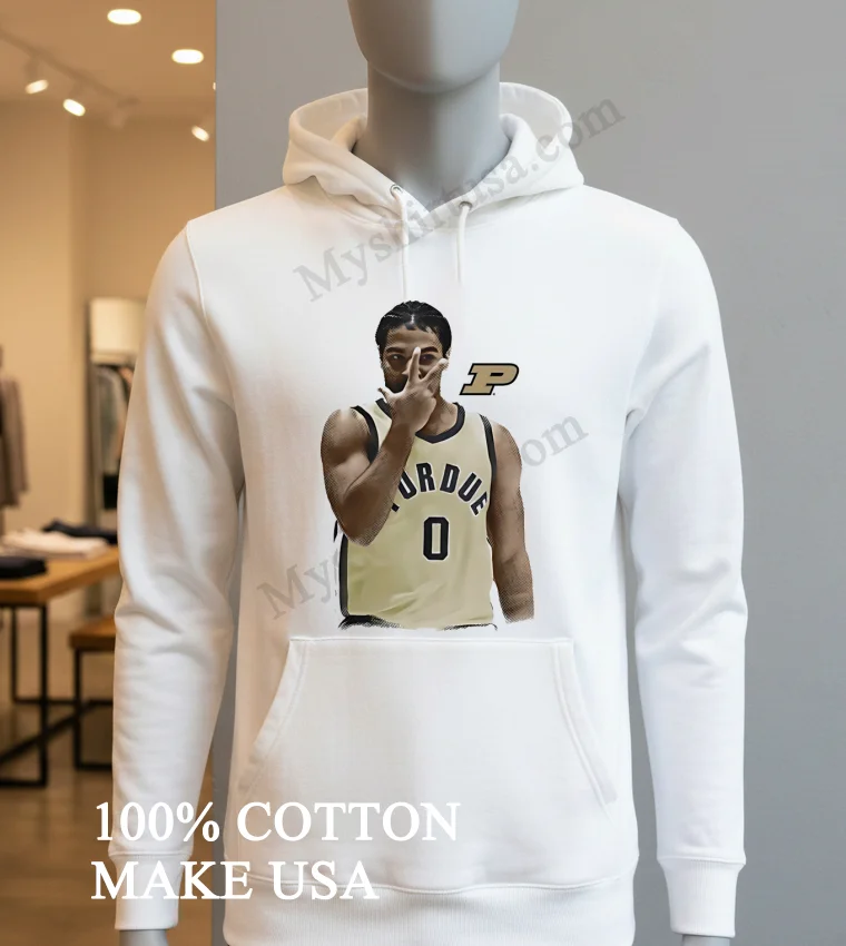 Purdue Basketball Player Number Zero Holding Up Three Fingers Shirt Hoodie Shirt