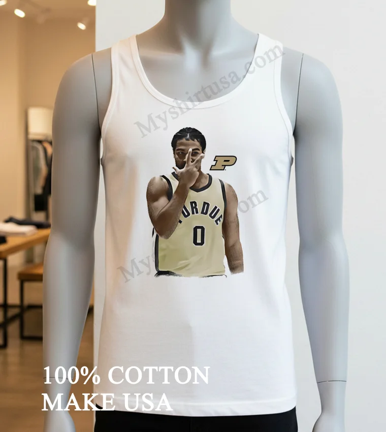 Purdue Basketball Player Number Zero Holding Up Three Fingers funny america t-shirts - white-t-shirt Purdue Basketball Player Number Zero Holding Up Three Fingers Shirt White T Shirt 2