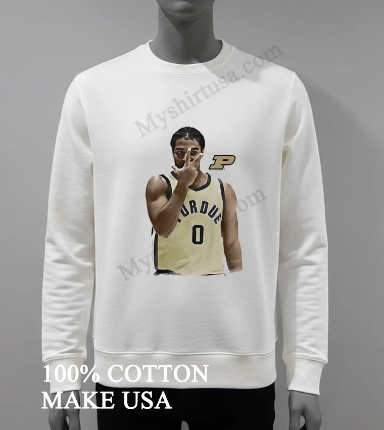 Purdue Basketball Player Number Zero Holding Up Three Fingers Shirt White T Shirt 3