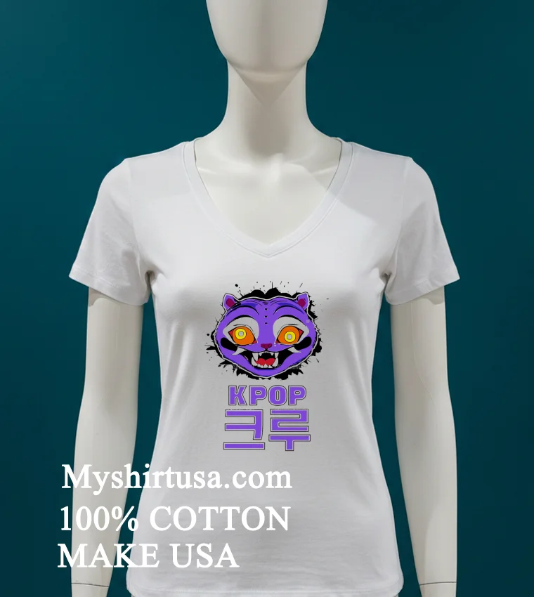 Purple Derpy Tiger Kpop Demon Hunters Character Shirt - white-t-shirt Purple Derpy Tiger Kpop Demon Hunters Character Shirt White T Shirt 2