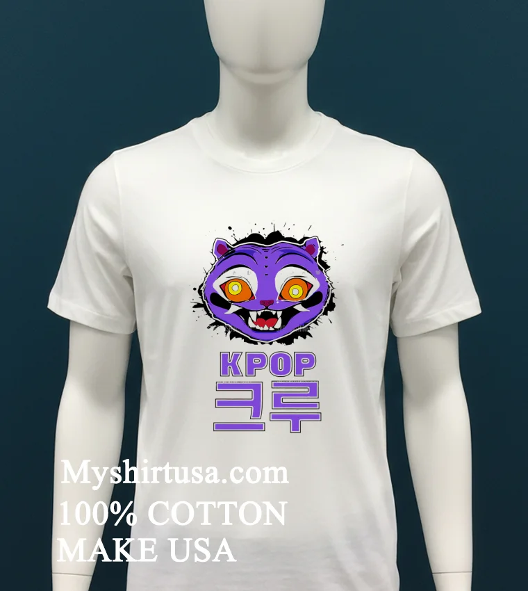 Purple Derpy Tiger Kpop Demon Hunters Character Shirt - white-t-shirt Purple Derpy Tiger Kpop Demon Hunters Character Shirt White T Shirt 4