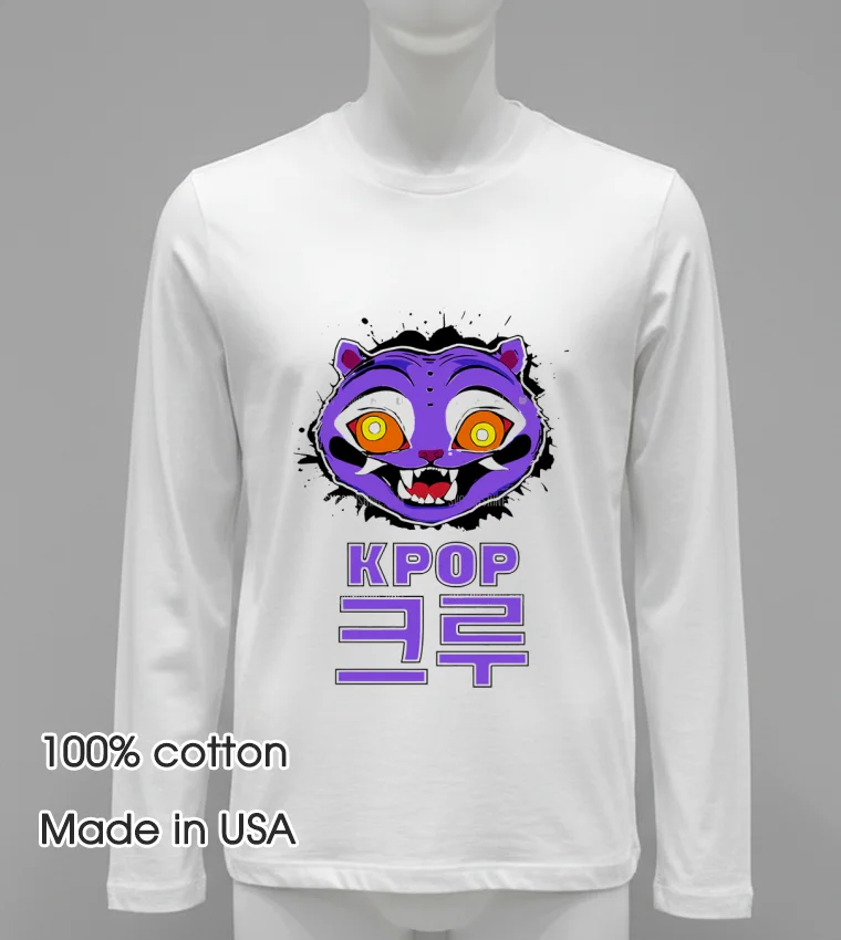 Purple Derpy Tiger Kpop Demon Hunters Character Shirt - white-t-shirt Purple Derpy Tiger Kpop Demon Hunters Character Shirt White T Shirt