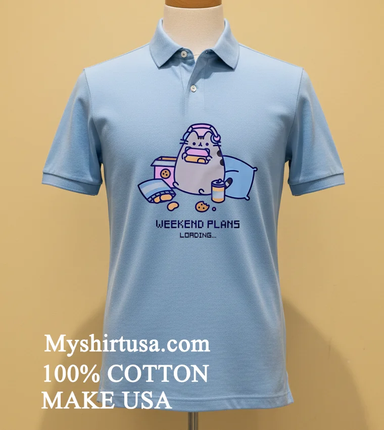 Pusheen Weekend Plans Loading Shirt Blue Shirt