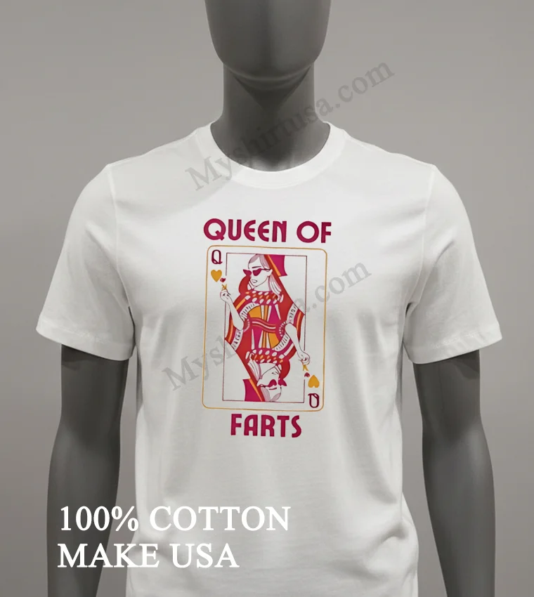 Queen Of Farts Playing Card Heart Queen Character Shirt White T Shirt 1