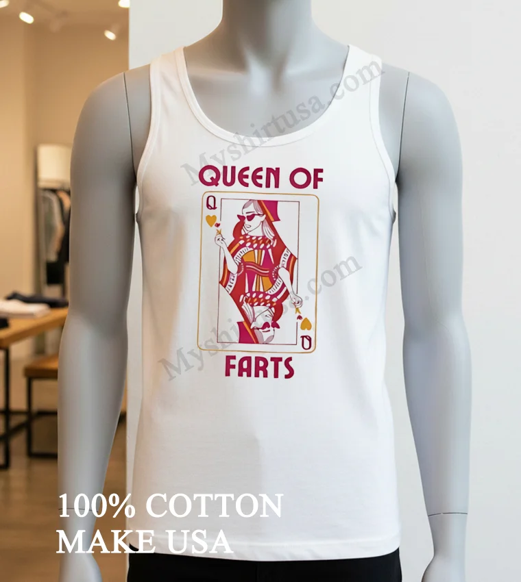 Queen Of Farts Playing Card Heart Queen Character funny america t-shirts - white-t-shirt Queen Of Farts Playing Card Heart Queen Character Shirt White T Shirt 2
