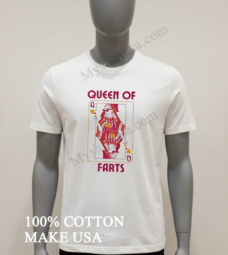 Queen Of Farts Playing Card Heart Queen Character Shirt White T Shirt