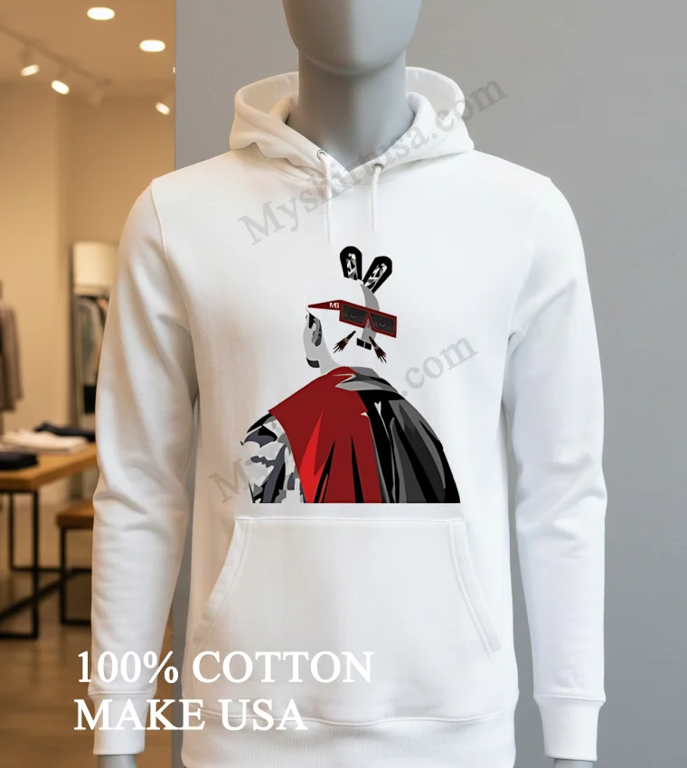 Rabbit Wearing Sunglasses And Red Cape Shirt Hoodie Shirt