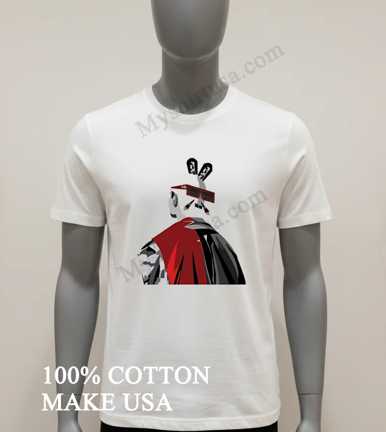Rabbit Wearing Sunglasses And Red Cape Shirt White T Shirt 1