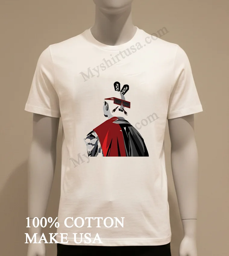 Rabbit Wearing Sunglasses And Red Cape Shirt White T Shirt
