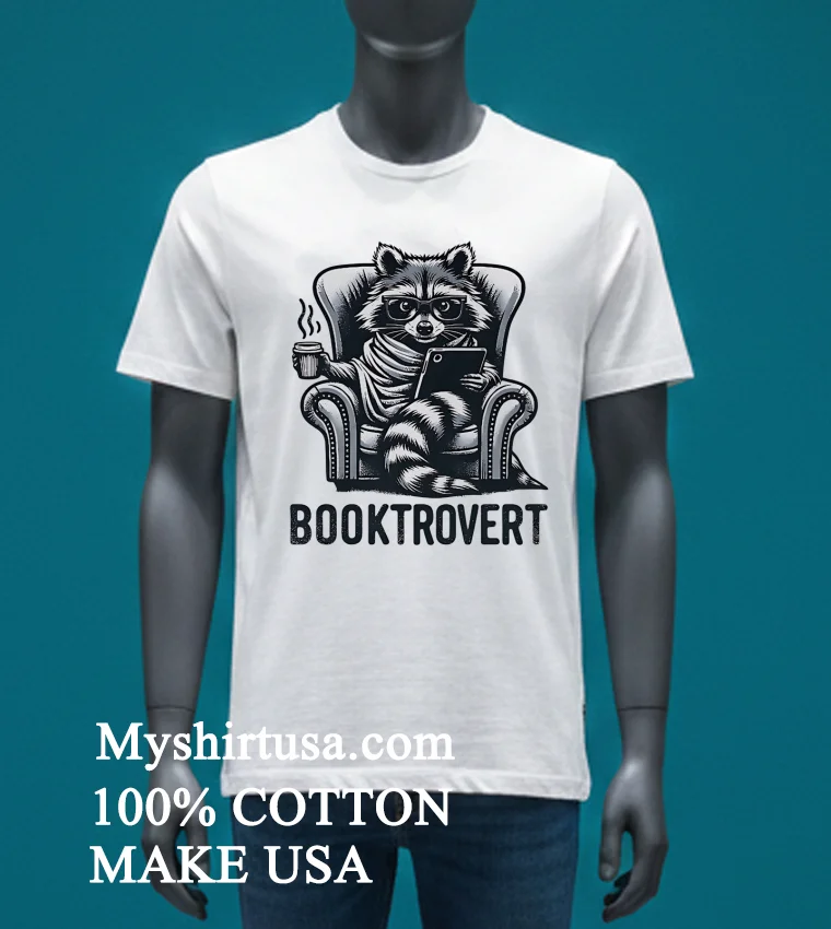 Raccoon Booktrovert Shirt White T Shirt 4