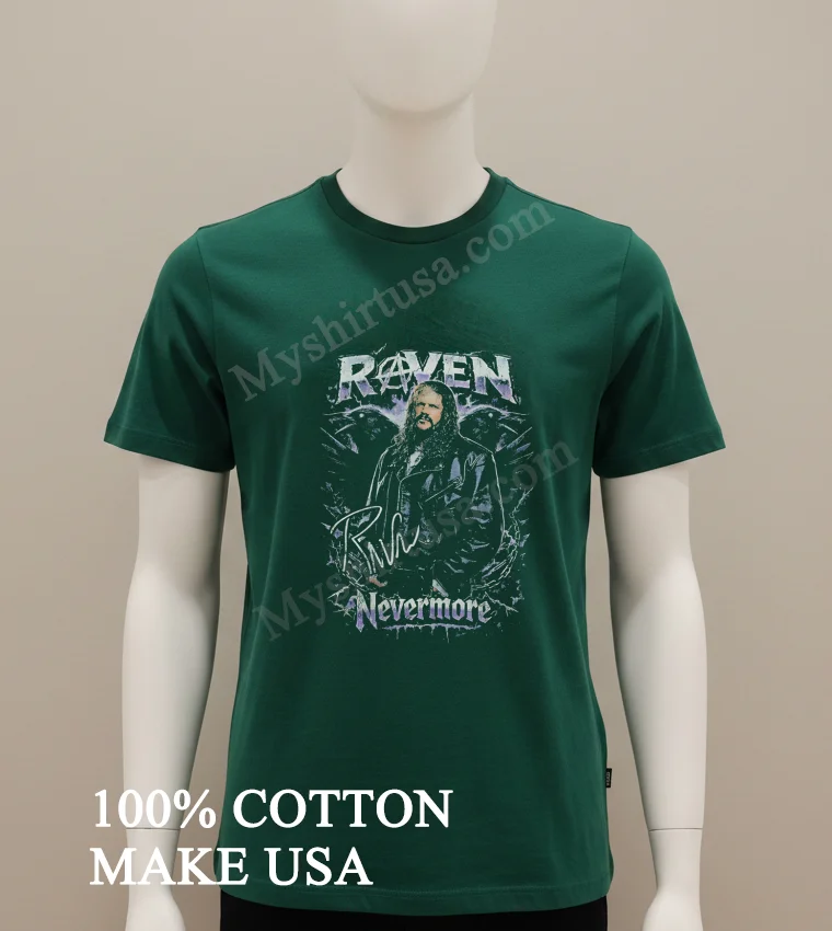 Raven Nevermore Raven Bird Graphics Wrestling Tribute Shirt Green Shirt