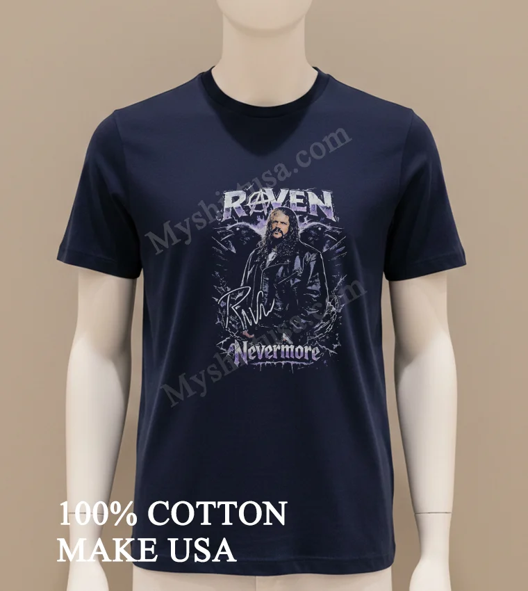 Raven Nevermore Raven Bird Graphics Wrestling Tribute funny america t-shirts - navy-shirt Raven Nevermore Raven Bird Graphics Wrestling Tribute Shirt Navy Shirt