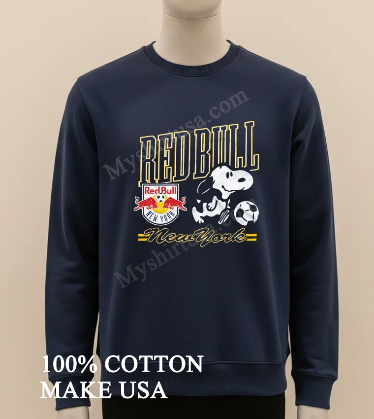 Red Bull New York Snoopy Soccer Ball Logo Shirt Long Sleve Shirt
