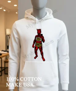 Red Devil Holding Two Championship Title Belts funny america t-shirts