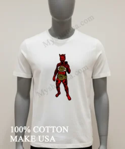 Red Devil Holding Two Championship Title Belts funny america t-shirts