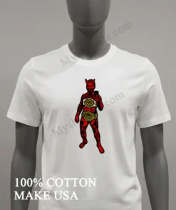 Red Devil Holding Two Championship Title Belts funny america t-shirts