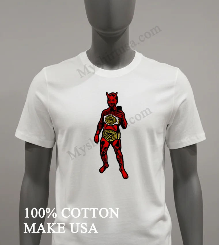 Red Devil Holding Two Championship Title Belts funny america t-shirts - white-t-shirt Red Devil Holding Two Championship Title Belts Shirt White T Shirt 2