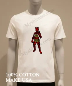 Red Devil Holding Two Championship Title Belts funny america t-shirts