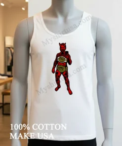 Red Devil Holding Two Championship Title Belts funny america t-shirts