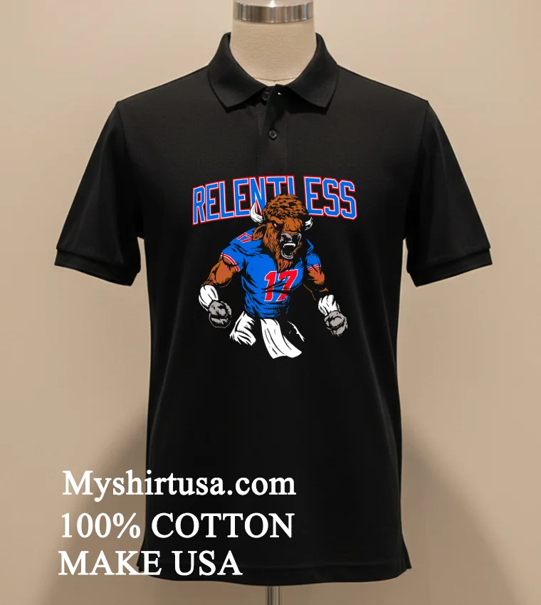 Relentless Buffalo Bills Josh Allen Bill Mascot 17 Shirt Balck Shirt 1