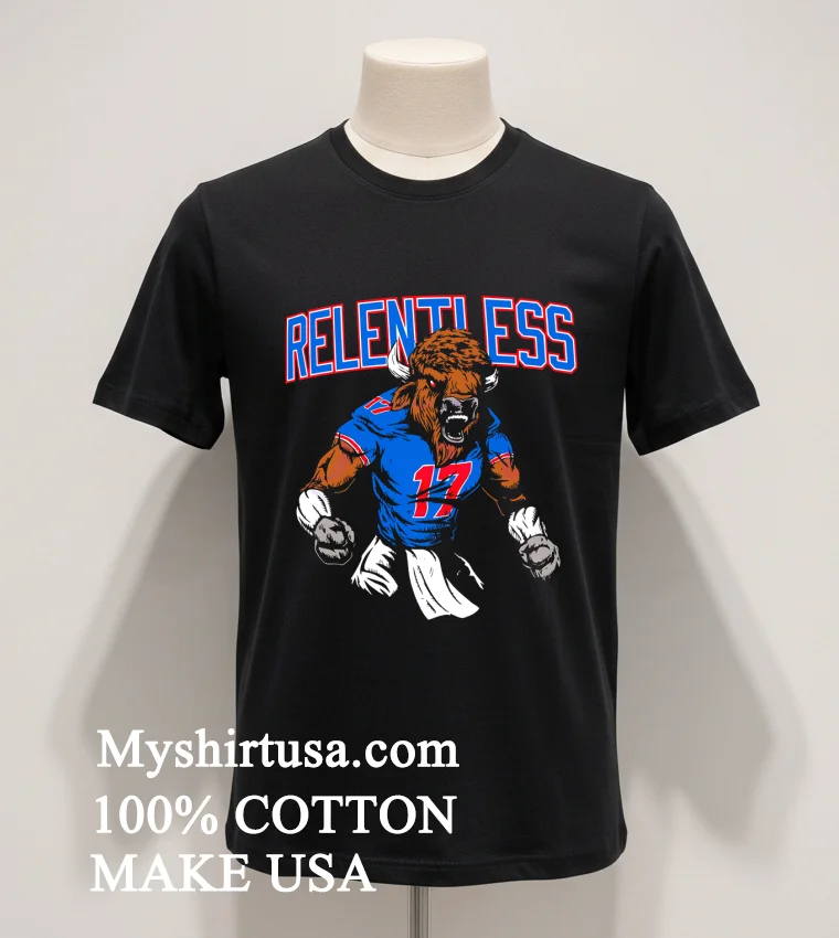 Relentless Buffalo Bills Josh Allen Bill Mascot 17 Shirt - balck-shirt Relentless Buffalo Bills Josh Allen Bill Mascot 17 Shirt Balck Shirt
