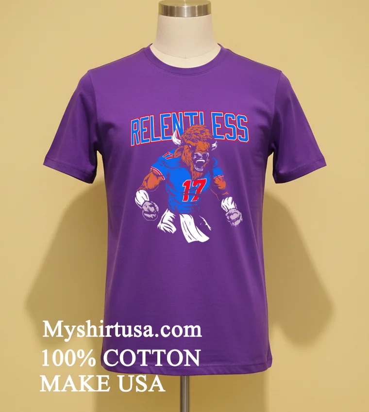Relentless Buffalo Bills Josh Allen Bill Mascot 17 Shirt Purple Shirt
