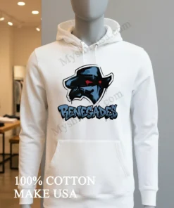 Renegades Masked Character Logo With Blue Graffiti Style funny america t-shirts