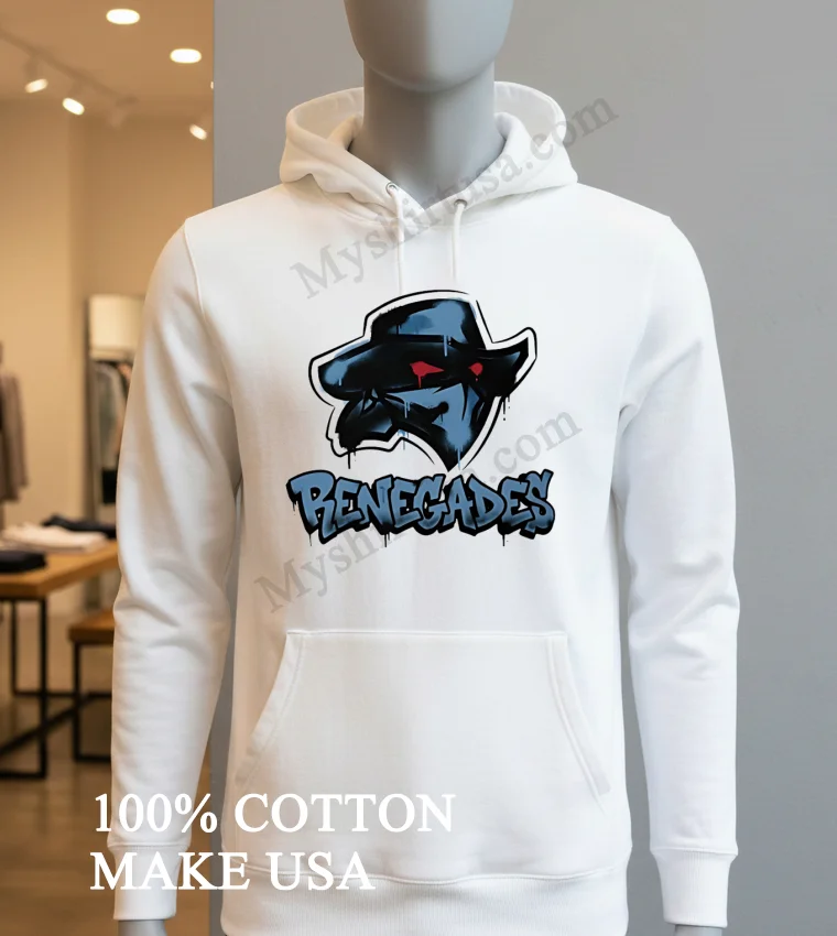 Renegades Masked Character Logo With Blue Graffiti Style funny america t-shirts - hoodie-shirt Renegades Masked Character Logo With Blue Graffiti Style Shirt Hoodie Shirt